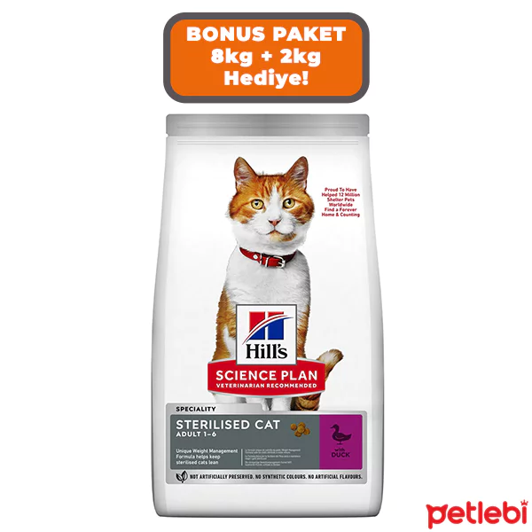 Hills - Hill's SCIENCE PLAN Ördekli Kısırlaştırılmış Kedi Maması 8kg+2kg