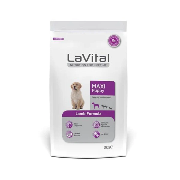 LaVital - LaVital Büyük Irk Yetişkin Kuru Köpek Maması (Maxi adult) Kuzu Etli 3 Kg