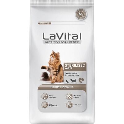 LaVital Kısırlaştırılmış Kuru Kedi Maması (Sensitive adult) Kuzu Etli 12 Kg