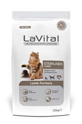 LaVital - LaVital Kısırlaştırılmış Kuru Kedi Maması (Sensitive adult) Kuzu Etli 1,5Kg