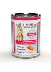 LaVital - LaVital Tahılsız Kısırlaştırılmış Yaş Kedi Maması (Neutered) Ezme Somonlu 400GR