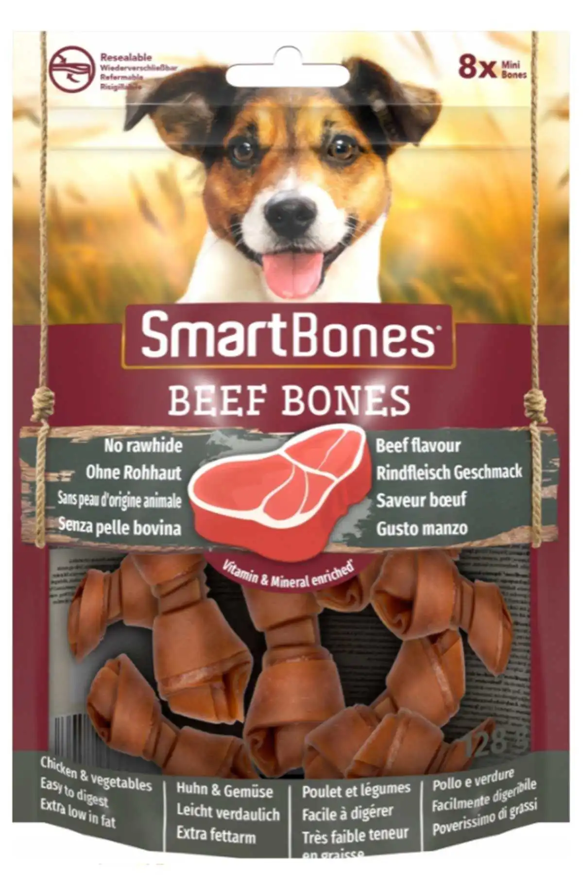 8IN1 - SmartBones Köpek Ödül Kemiği (8 li)Küçük Irk köpekler İçin Yer fıstıklı 128gr