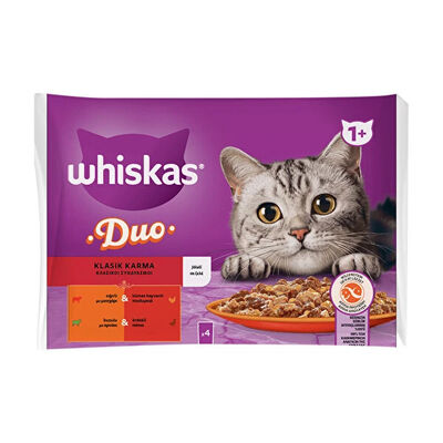 Whiskas Tasty Dua Klasik Karma Sığırlı ve Kümes Hayvanlı Poşet Yaş mama 340gr